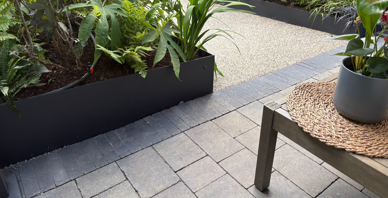 Lismore block slate in garden patio