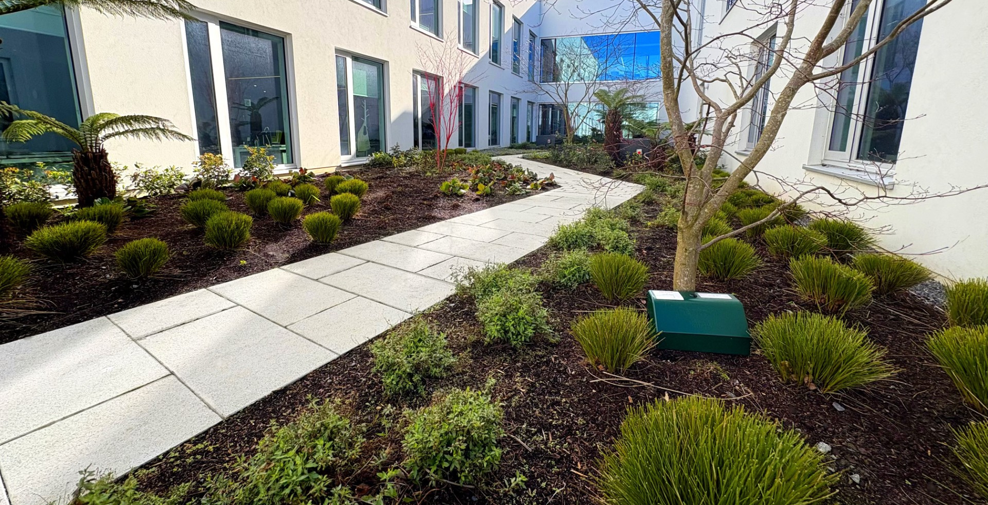 Newgrange Flag pathway in large commercial garden setting