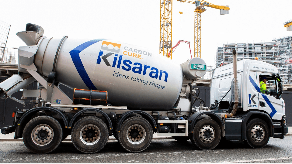 concrete truck, construction site, 8th Lock, Dublin, Carboncure concrete